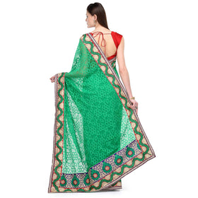 Green Faux Georgette Saree