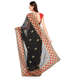 Black Faux Georgette Saree