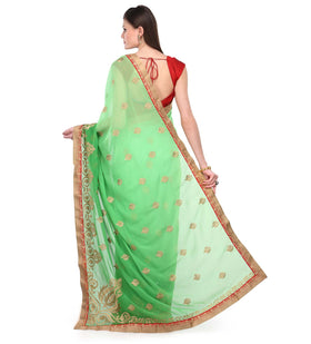 Green Shaded Faux Georgette Saree