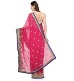 Magenta Faux Chiffon Saree