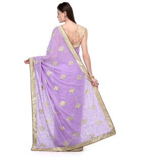 Lilac Faux Georgette Saree