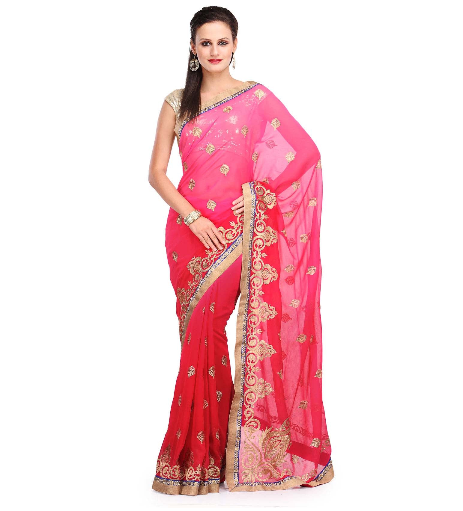 Rose Shaded Faux Georgette Saree