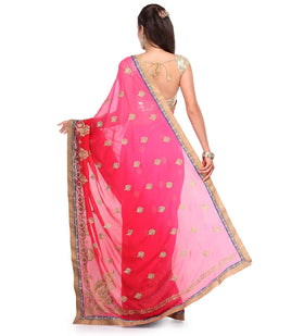 Rose Shaded Faux Georgette Saree