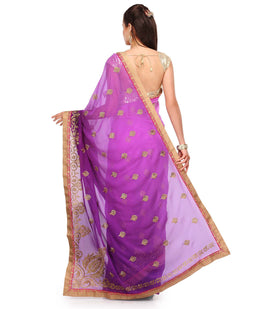 Purple Shaded Faux Georgette Saree