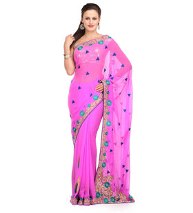 Mauve Faux Georgette Saree