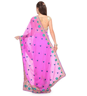 Mauve Faux Georgette Saree