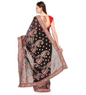 Black Faux Georgette Saree