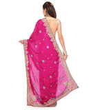 Magenta Faux Chiffon Saree