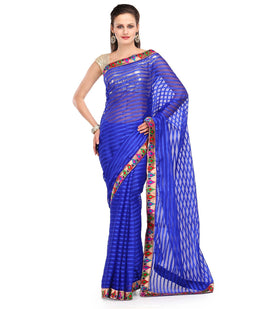 Royal Blue Net Saree