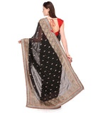 Black Faux Georgette Saree