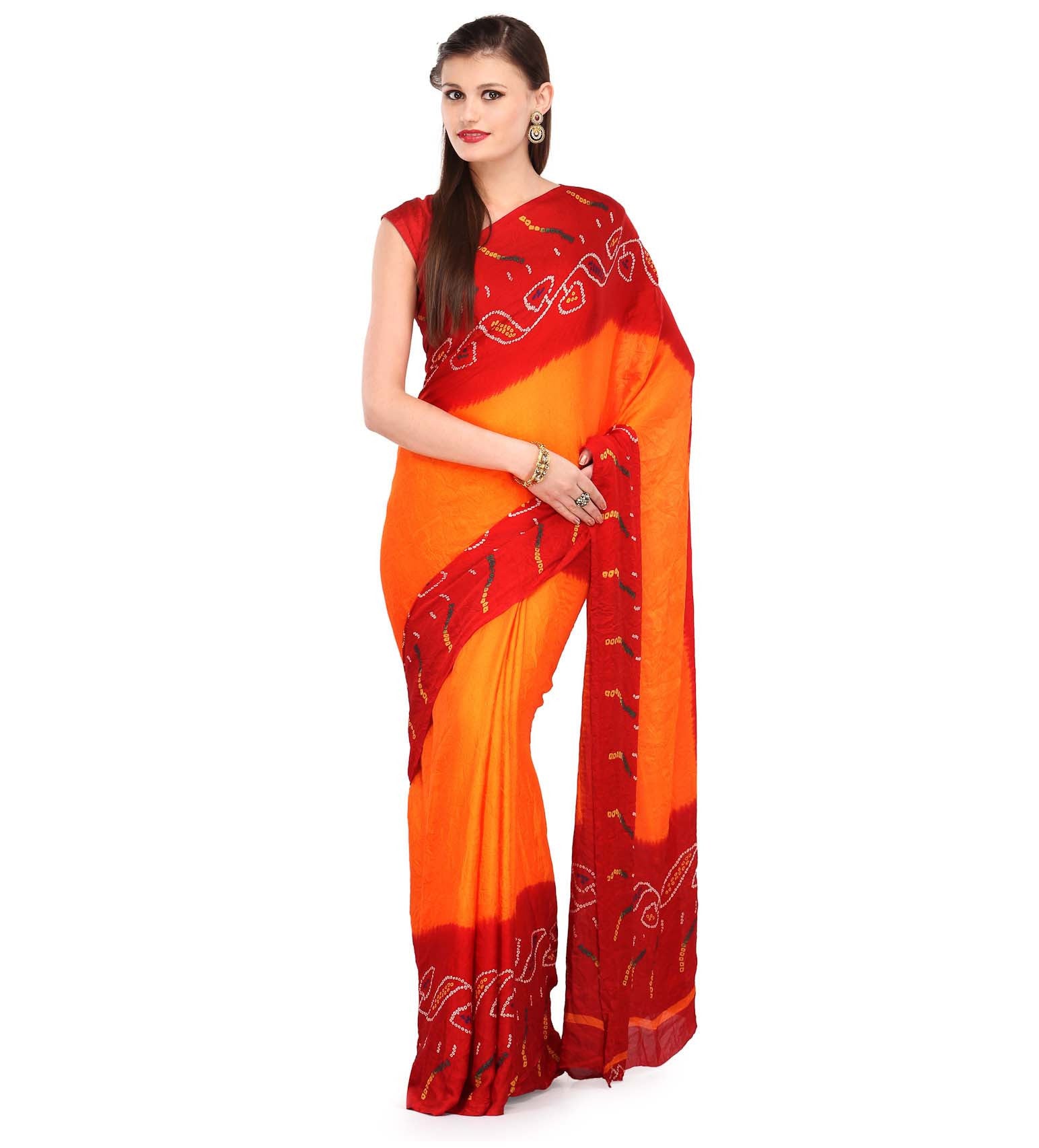 Orange Moss Crepe Saree