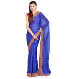 Royal Blue Faux Chiffon Saree