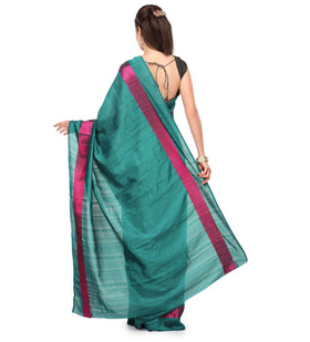 Dark Teal Green Bhagalpuri Silk Saree