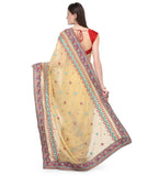 Beige Faux Georgette Saree