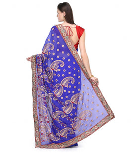 Royal Blue Faux Georgette Saree