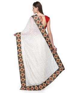 Off White Brasso Saree with Zari Border