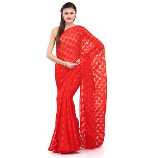 Red Net Brasso Saree