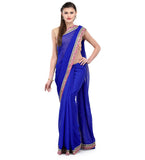 Royal Blue Faux Chiffon Saree