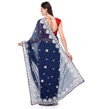 Navy Blue Faux Georgette Saree