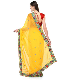 Yellow Faux Georgette Saree