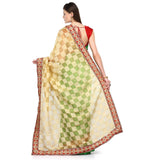 Beige & Green Net Saree