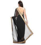 Black Faux Georgette Saree