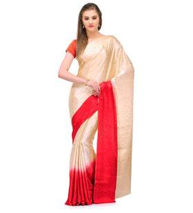 Beige Shaded Semi Crepe Saree