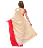 Beige Shaded Semi Crepe Saree