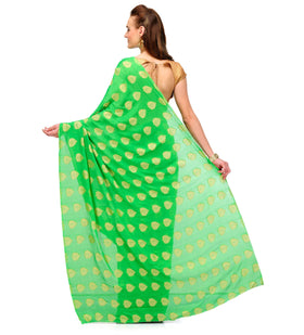 Green Faux Chiffon Saree