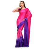 Violet Shaded Semi Crepe Saree