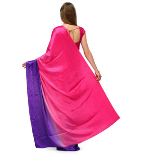 Violet Shaded Semi Crepe Saree