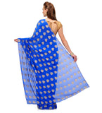 Royal Blue Faux Chiffon Saree