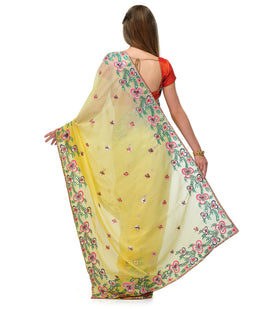 Lemon Shaded Faux Georgette Saree