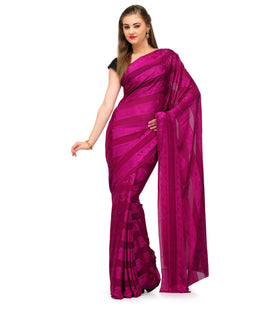 Dark Magenta Faux Chiffon Saree