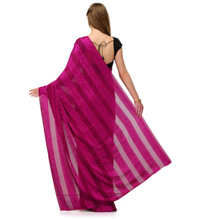 Dark Magenta Faux Chiffon Saree