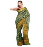 Green Banarasi Chanderi Cotton Saree