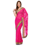 Magenta Faux Georgette Saree