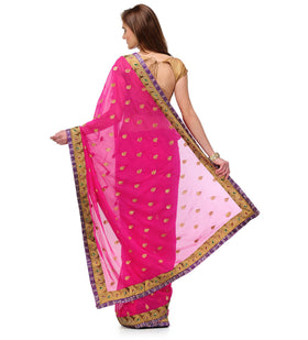 Magenta Faux Georgette Saree