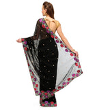 Black Faux Georgette Saree