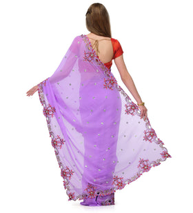 Purple Faux Georgette Saree