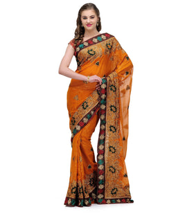 Mustard Faux Georgette Saree