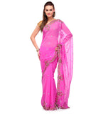 Pink Faux Georgette Saree