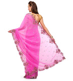 Pink Faux Georgette Saree