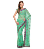 Sea Green Faux Georgette Saree