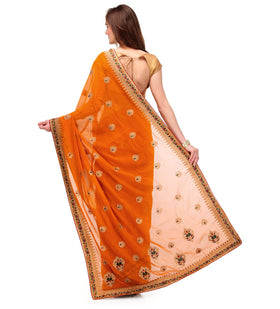 Mustard Faux Georgette Saree