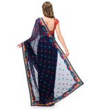 Navy Blue Faux Chiffon Saree