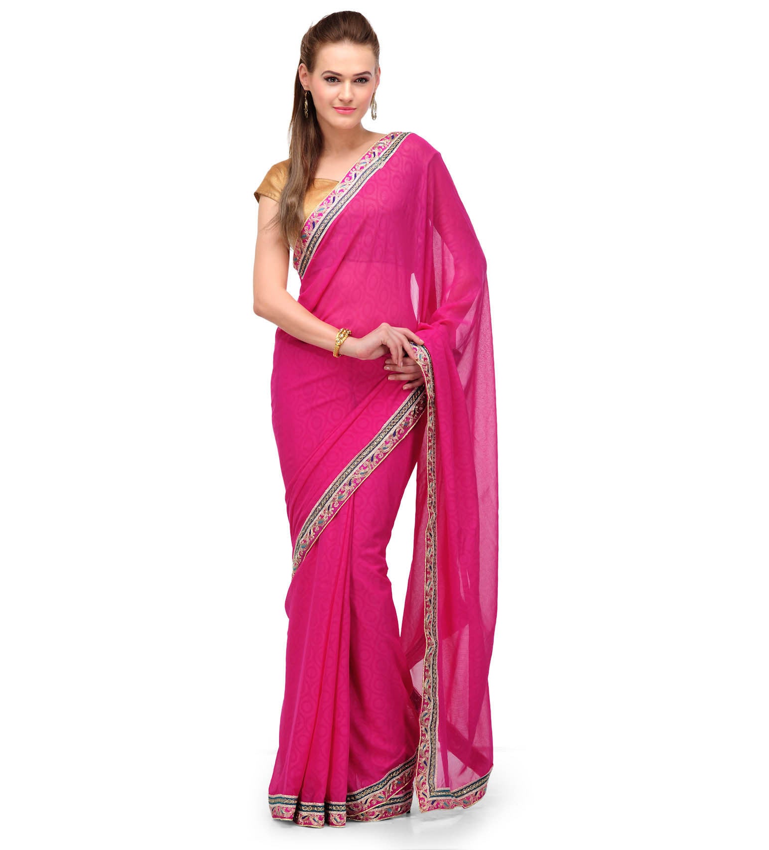 Magenta Faux Georgette Saree