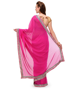 Magenta Faux Georgette Saree