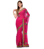 Magenta Faux Georgette Saree