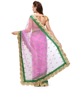 Mauve Net Saree with Sequin Border